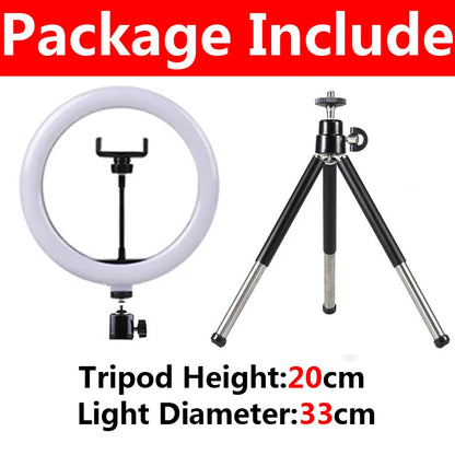 12 inch LED Ring light Photography Lighting Phone Ringlight With Tripod Stand USB Round Fill Lamp for Youtube Phone Video Live