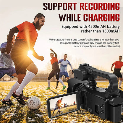 4K Professional Video Cameras for Photography 64MP Ultra HD 18X Digital Zoom Camcorder WIFI YouTube Live Streaming Vlog Recorder