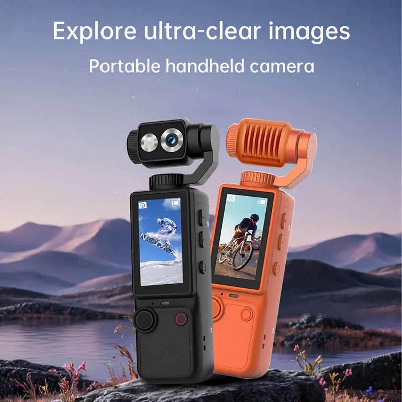 4K Vloging camera touch screen portable pocket action camera180° lens flip hand-held stabilizer fill light sports video cameras