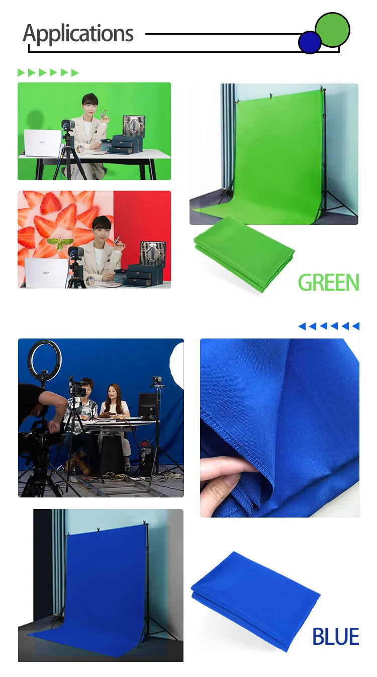 Photography Backdrops Muslin Cotton Green Screen Chromakey Photo Background Cloth Shoot Props Green White Black Grey