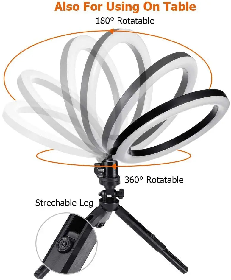 16/26/33CM LED Ring Light Photographic Selfie Ring Light With Flexible Tripod Holder For Live Video Streaming Studio Fill Lamp
