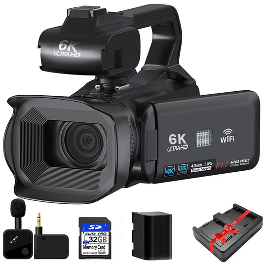 4K Professional Video Cameras for Photography 64MP Ultra HD 18X Digital Zoom Camcorder WIFI YouTube Live Streaming Vlog Recorder