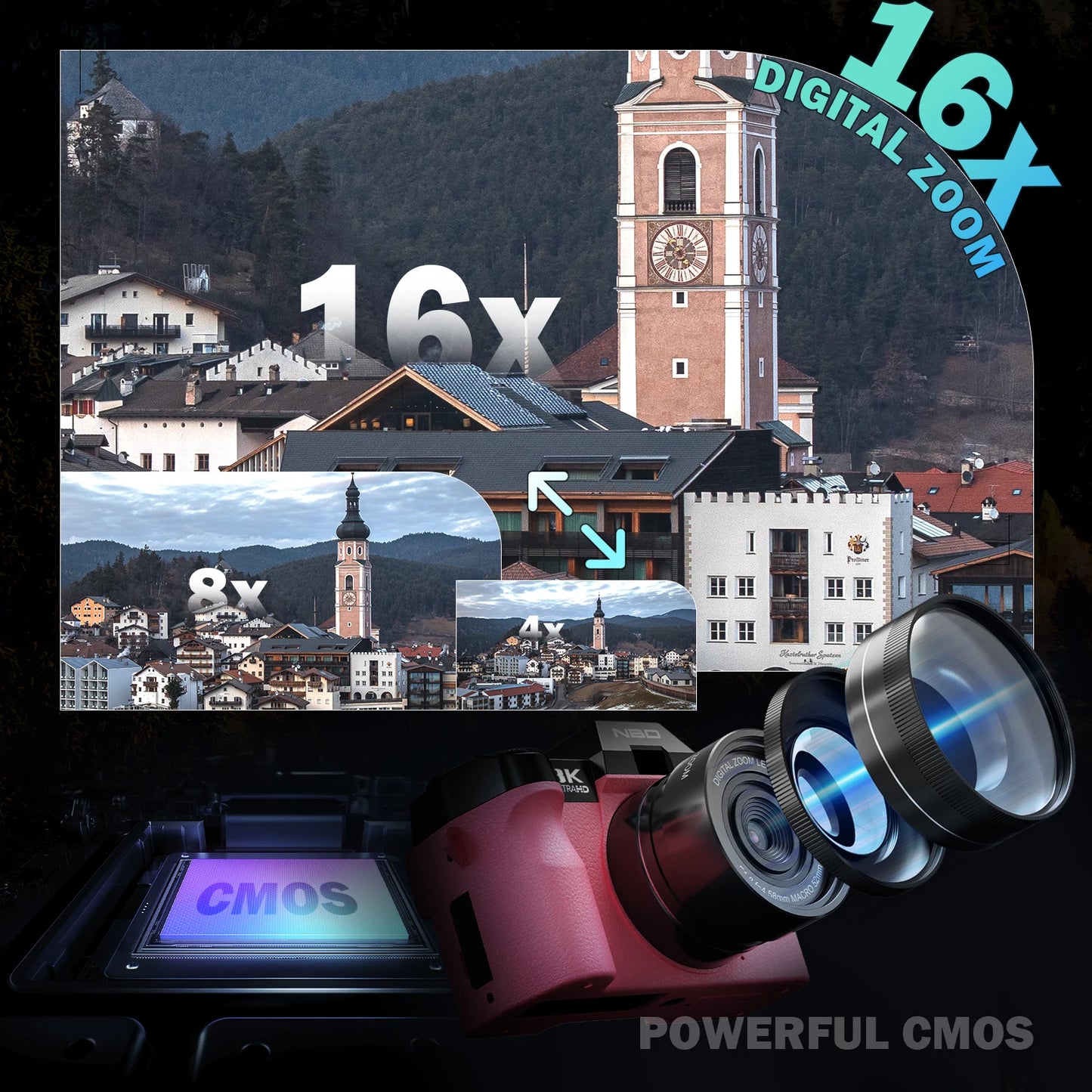 Professional Digital Camera 64MP&8K Video/Vlog Photography for Girls with App Control AF Focus Travel Camera Beginners Gifts