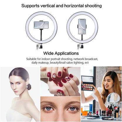 LED Selfie Ring Light 12 Inch Desktop Video YouTube Lamp Tripod Stand Dimmable RGB Photography Light Remote Control Soft Light