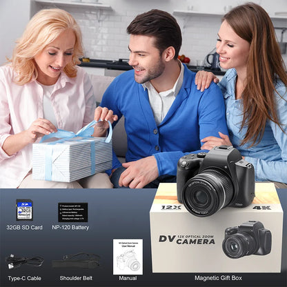 4K Digital Camera Professional photography 12X Optical Zoom 72MP Auto-Focus WIFI Flash Light For Tiktok Ins Youtube Webcast