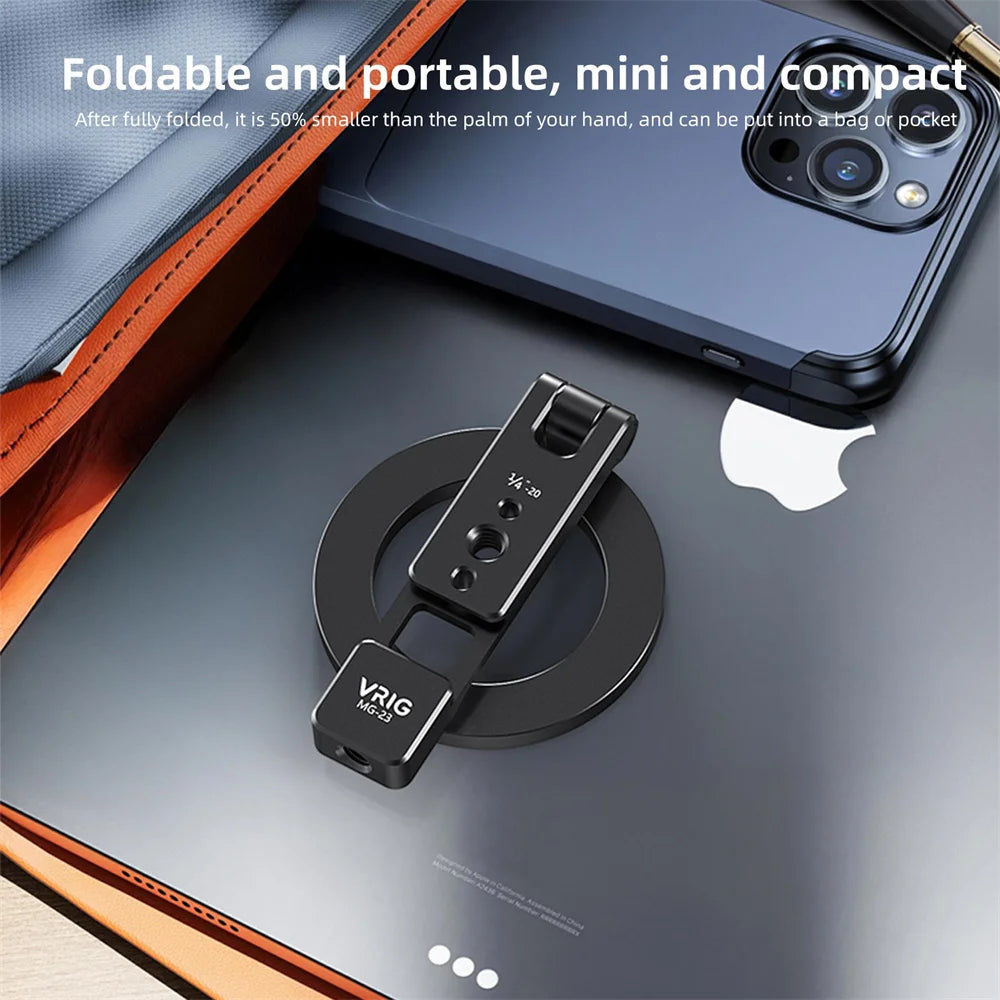 VRIG Magnetic Phone Holder Stand MagSafe Cold Shoe Tripod Mount w 1/4 Screw for iPhone Android Phone Desktop Live Streaming Vlog