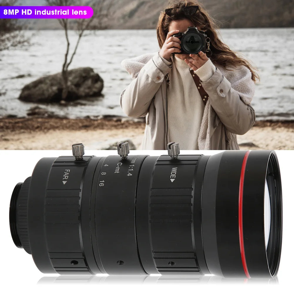 8MP Zoom Industrial Camera Lens C Mount HD 4K Manual Aperture Security CCTV Accessory 10‑40mm Manual Aperture Lens