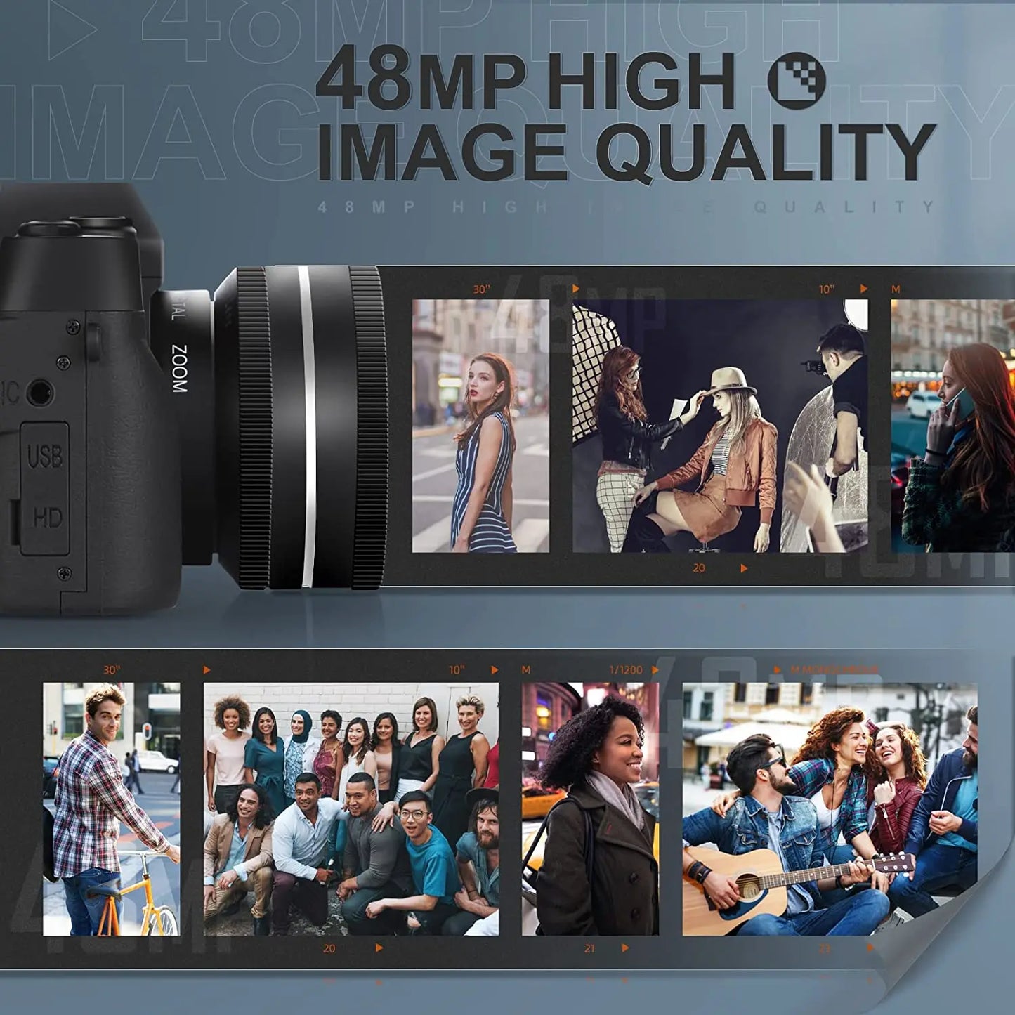 4K Digital Camera for Photography 16X Digital Zoom Vlogging Camera for YouTube 64MP WiFi Auto Focus Video Camera 3" Flip Screen