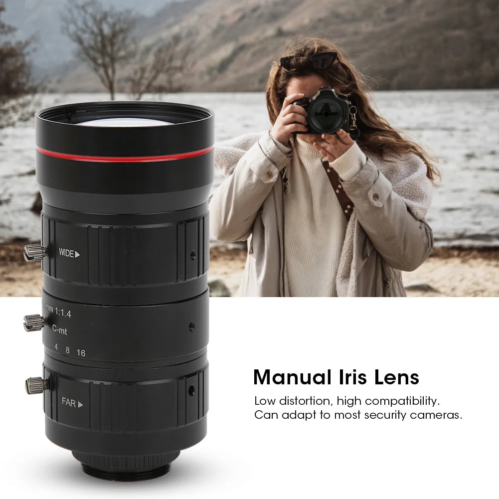 8MP Zoom Industrial Camera Lens C Mount HD 4K Manual Aperture Security CCTV Accessory 10‑40mm Manual Aperture Lens