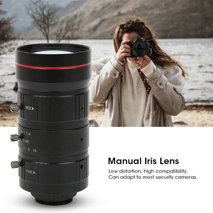 8MP Zoom Industrial Camera Lens C Mount HD 4K Manual Aperture Security CCTV Accessory 10‑40mm Manual Aperture Lens