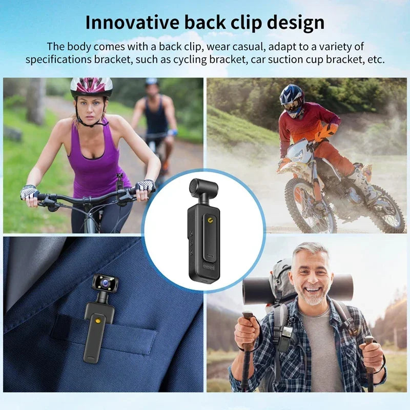 Lenovo 2026New Handheld Pocket 8K HD Camera 180 ° Rotating Mini Portable Camera Wearable Night Vision Outdoor Sports Camera