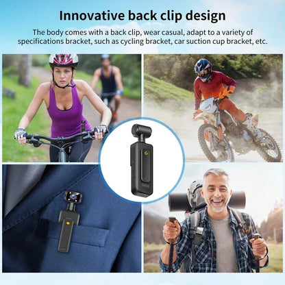 Lenovo 2026New Handheld Pocket 8K HD Camera 180 ° Rotating Mini Portable Camera Wearable Night Vision Outdoor Sports Camera