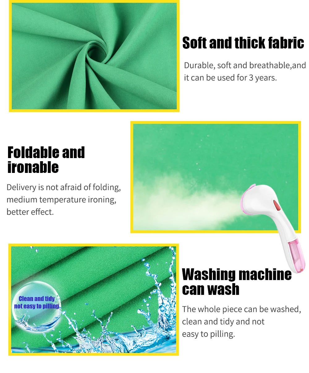 SH Green Screen 2.4X4M Collapsible Chroma Key Backdrop Wrinkle-Resistant Fabric Ultra-Quick Setup background removal for Stream