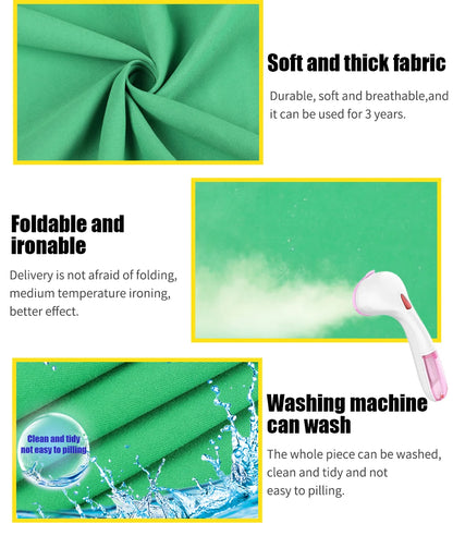 SH Green Screen 2.4X4M Collapsible Chroma Key Backdrop Wrinkle-Resistant Fabric Ultra-Quick Setup background removal for Stream