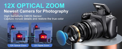 Digital Camera 4K 72MP 12X Optical Zoom UHD Professional photography Flash light Auto-Focus WIFI for INS Youtube Webcast