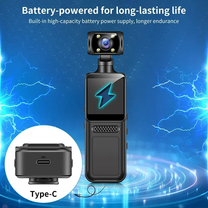 Lenovo 2026New Handheld Pocket 8K HD Camera 180 ° Rotating Mini Portable Camera Wearable Night Vision Outdoor Sports Camera