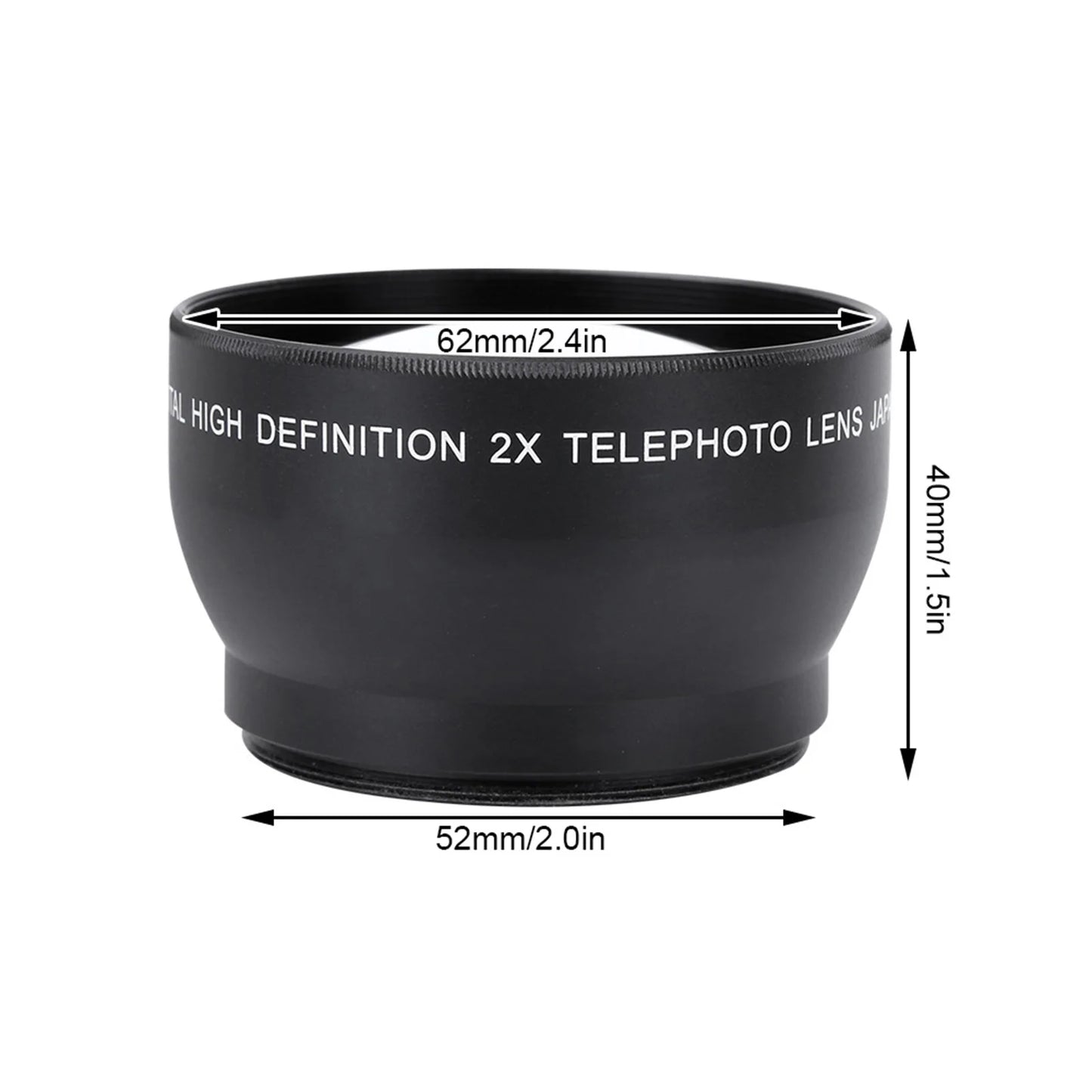 2X Lens 52mm 2X Magnification HD  Converter Telephoto Lens for 52mm Mount Camera 52mm Mount Camera Lens High Definition Lens