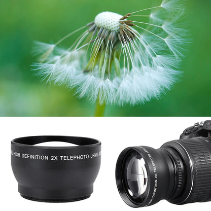 2X Lens 52mm 2X Magnification HD  Converter Telephoto Lens for 52mm Mount Camera 52mm Mount Camera Lens High Definition Lens