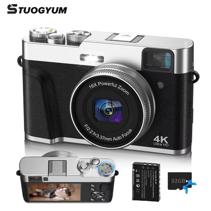 9PC 4K Digital Camera, 48MP Vlog , 16X Zoom, Auto Focus, 2.8'' Screen Photography Travel Selfie Household Professional Camera.