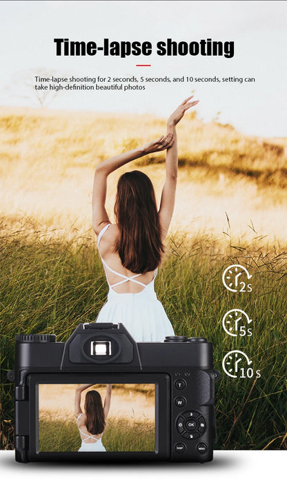 4K HD Professional Digital Camera Camcorder WIFI Webcam Wide Angle 16X Digital Zoom 48MP Photography 3 Inch Flip Screen Recorder