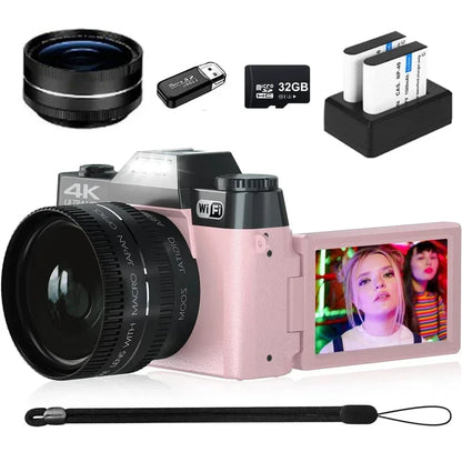 4K Digital Camera for Photography 48MP WiFi Auto Focus Livestream Video Camera 16X Digital Zoom YouTube Vlog Camera Flip Screen