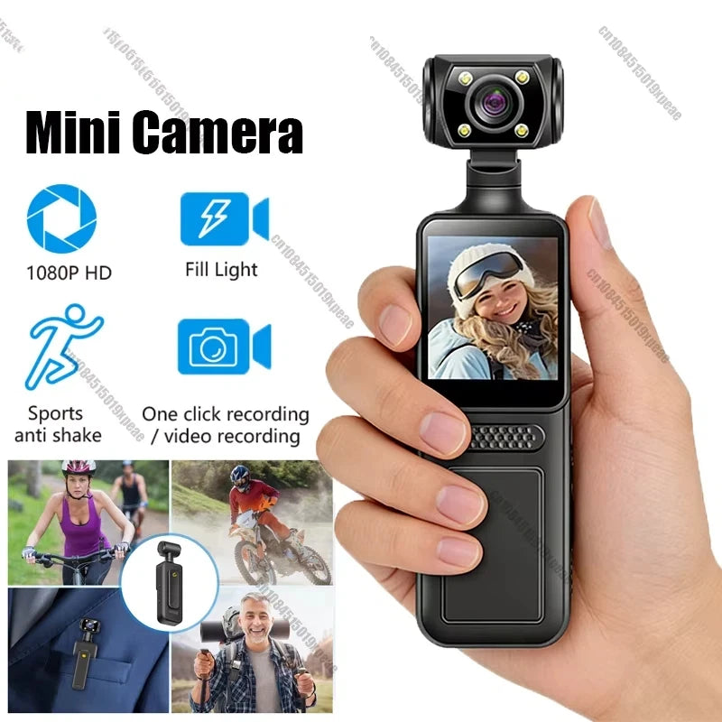 Lenovo 2026New Handheld Pocket 8K HD Camera 180 ° Rotating Mini Portable Camera Wearable Night Vision Outdoor Sports Camera
