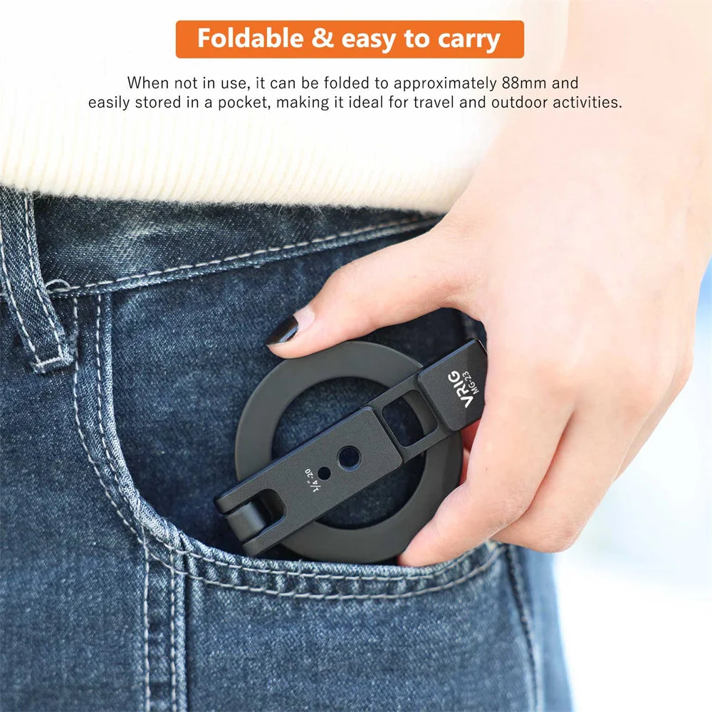 VRIG Magnetic Phone Holder Stand MagSafe Cold Shoe Tripod Mount w 1/4 Screw for iPhone Android Phone Desktop Live Streaming Vlog