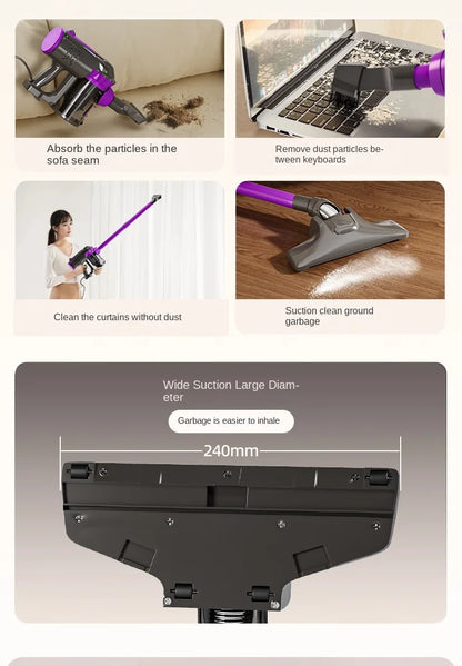 600W Portable Corded Handheld Vacuum Cleaner 18KPa Powerful Low Noise 48dB 4-in-1 Lightweight Stick Design for Household Use
