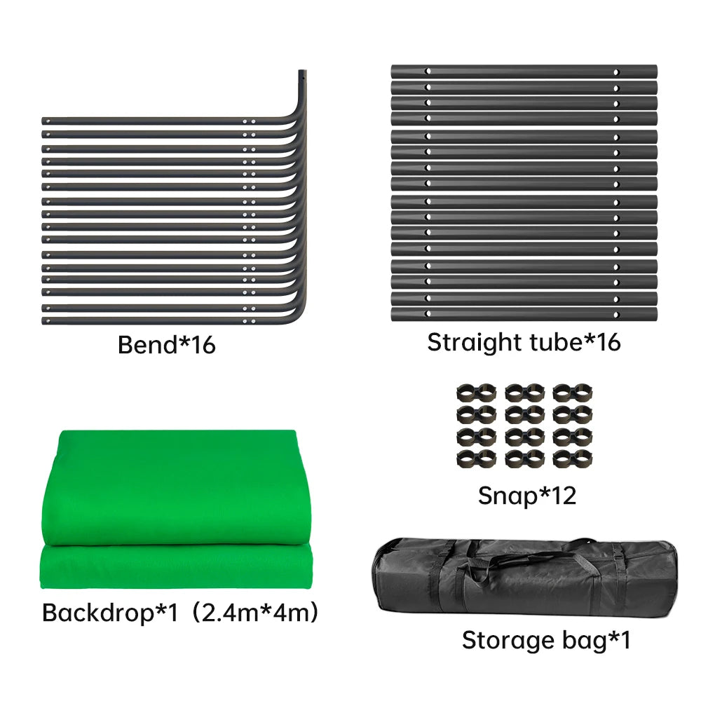 SH Green Screen 2.4X4M Collapsible Chroma Key Backdrop Wrinkle-Resistant Fabric Ultra-Quick Setup background removal for Stream