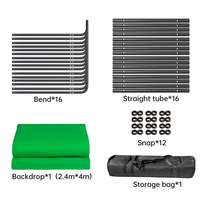SH Green Screen 2.4X4M Collapsible Chroma Key Backdrop Wrinkle-Resistant Fabric Ultra-Quick Setup background removal for Stream