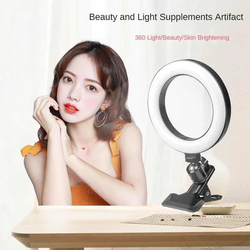 LED Selfie Ring Light 6-inch USB Plug 3-tone Lighting Photography Light Video Recording Live Broadcast Fill Light