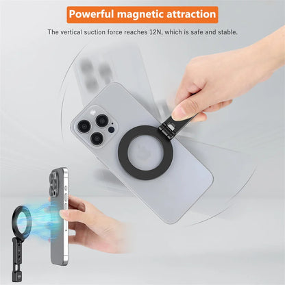 VRIG Magnetic Phone Holder Stand MagSafe Cold Shoe Tripod Mount w 1/4 Screw for iPhone Android Phone Desktop Live Streaming Vlog