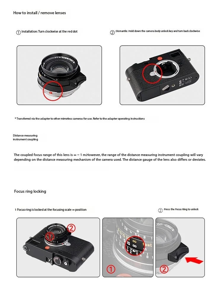 Artizlab 35mm F1.4 Full Frame Camera Lens For Leica M Mount For Leica M240 M3 M6 M7 M8 M9 M9p M10