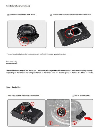Artizlab 35mm F1.4 Full Frame Camera Lens For Leica M Mount For Leica M240 M3 M6 M7 M8 M9 M9p M10