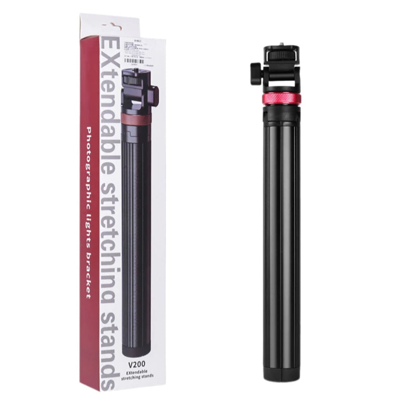 V-200 Light Stand Tripod Stand For Phone Clip Action Camera Handheld COB Light Portable Aluminum Alloy 2M Light Stand