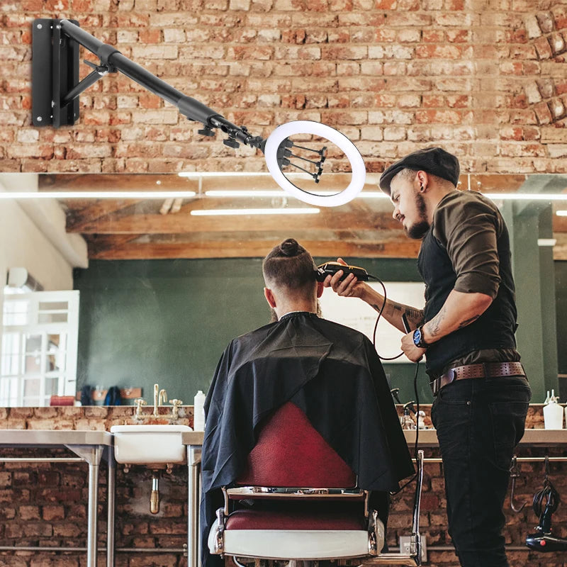 22" Ring Light Kit With Boom Arm Stand, 3200-6500k Dimmable Led Video Light,With Carrying Bag For Phone,Barber Shop,Beauty Room