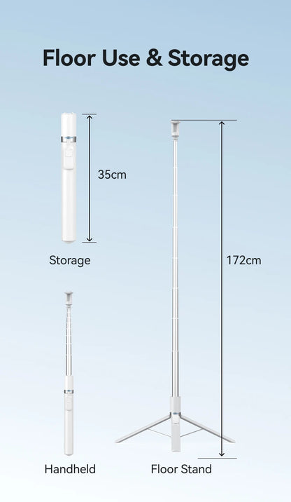 TELESIN Auto-Opening Tripod Selfie Stick with Remote Control Automatically Unfold Tripod Ground 1.7m Clamp-on Tripod for Phones