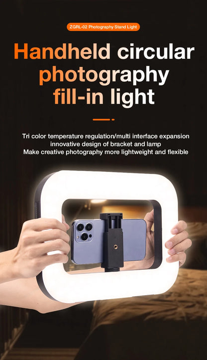Handheld Ring LED Rechargeable Fill light Portable Mobile Phone Live Broadcast Photography Desktop Rabbit Cage Selfie Light
