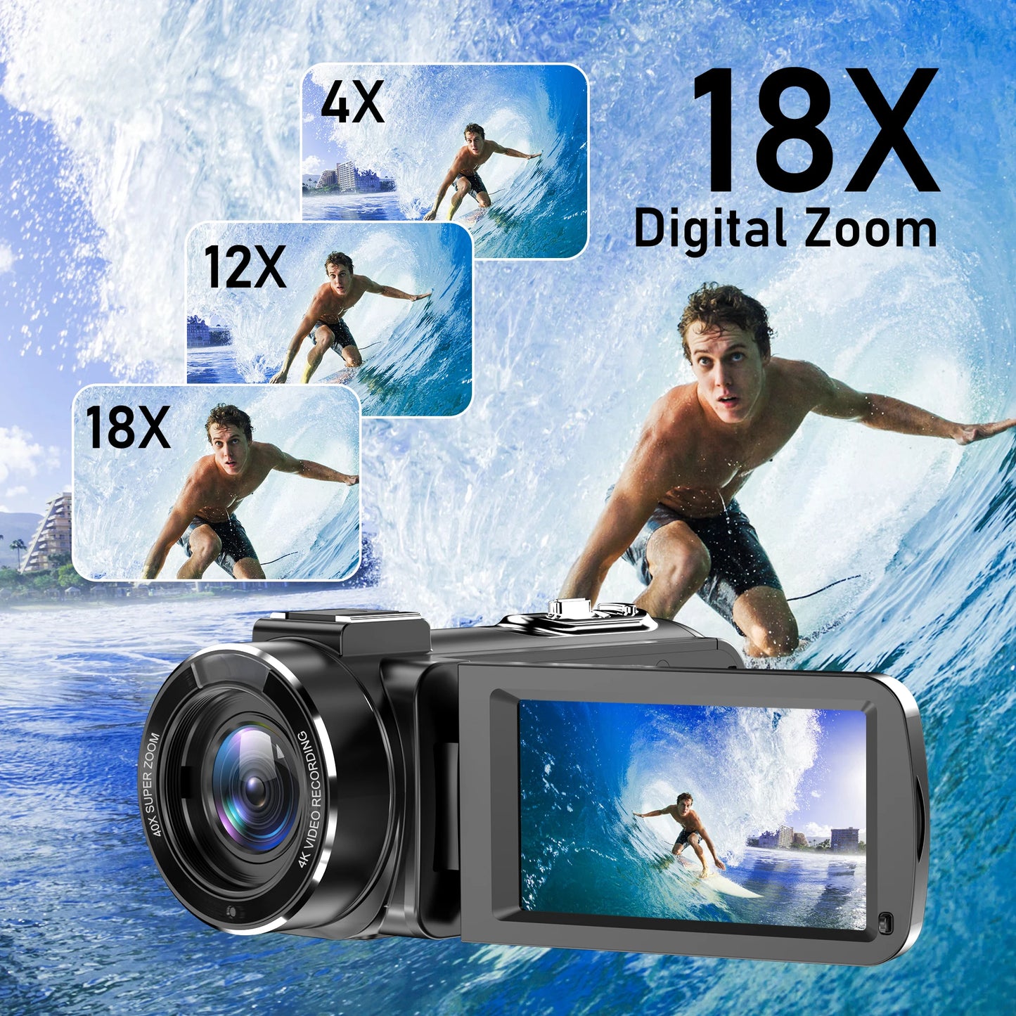 4K Digital Video 18X Digital Zoom 42MP 2 in1 Photo Video Camcorder 3.0 inch Rotatable Screen High Definition Camera DV Cameras