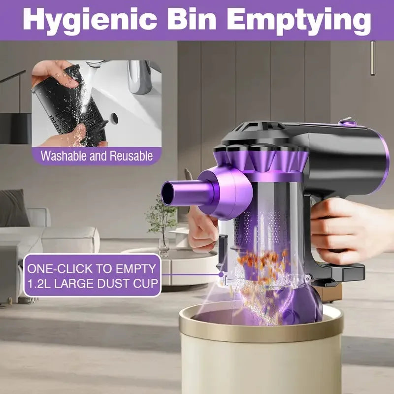 600W Portable Corded Handheld Vacuum Cleaner 18KPa Powerful Low Noise 48dB 4-in-1 Lightweight Stick Design for Household Use