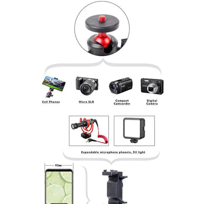 MT-08 Foldable Tripod For Phone Mini Portable Selfie Stick With 1/4" Screw Ballhead Universal For Action Camera DSLR Accessories