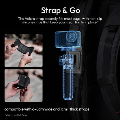 Ulanzi MT66 ClipMate Tripod With Action Connector 3-in-1 Backpack Clip Selfie Stick Tripod For DJI Action 5 Pro/4/3 Vlog Travel