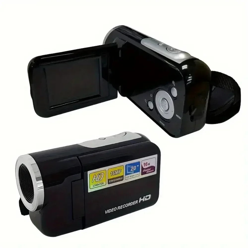 Mini Video DV Camcorder, 16MP 2 Inch LCD Digital Camera with LED Flash, Handheld Portable Home Outdoor Video Recorder Gift