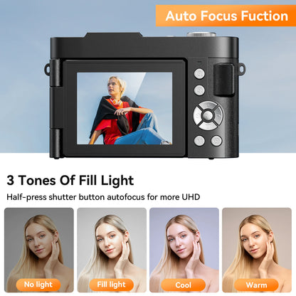 Digital Camera for Photography Camera with 2.8" 180° Flip Screen 16X  Shoot Camara with 32GB Micro SD Card for Beginner Gifts