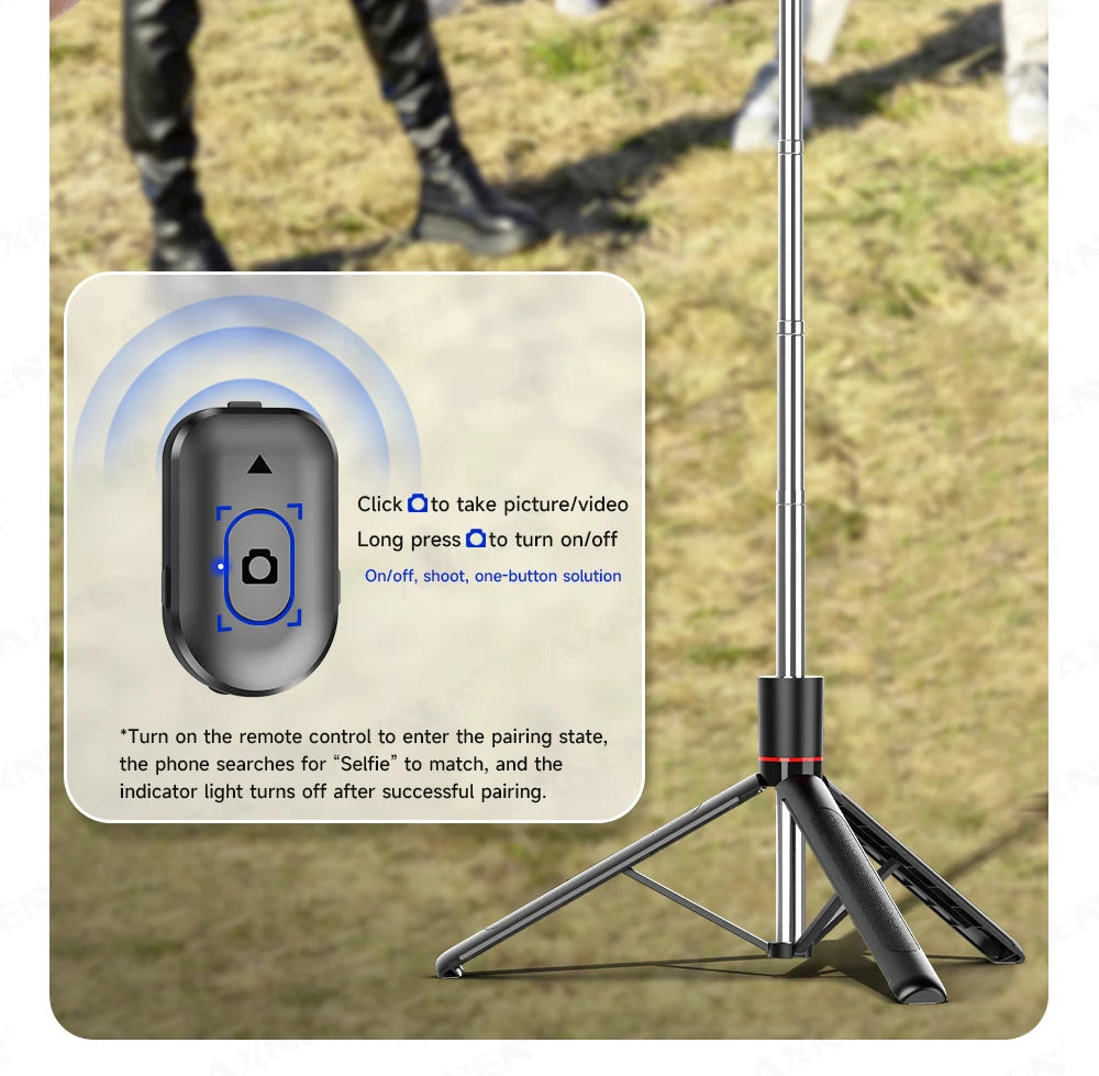 F16 Selfie Stick Tripod with 1708mm Long 8-Section Pole, Bluetooth Remote, 360° Rotation, 1/4 Interface, for Phone Camera Vlog