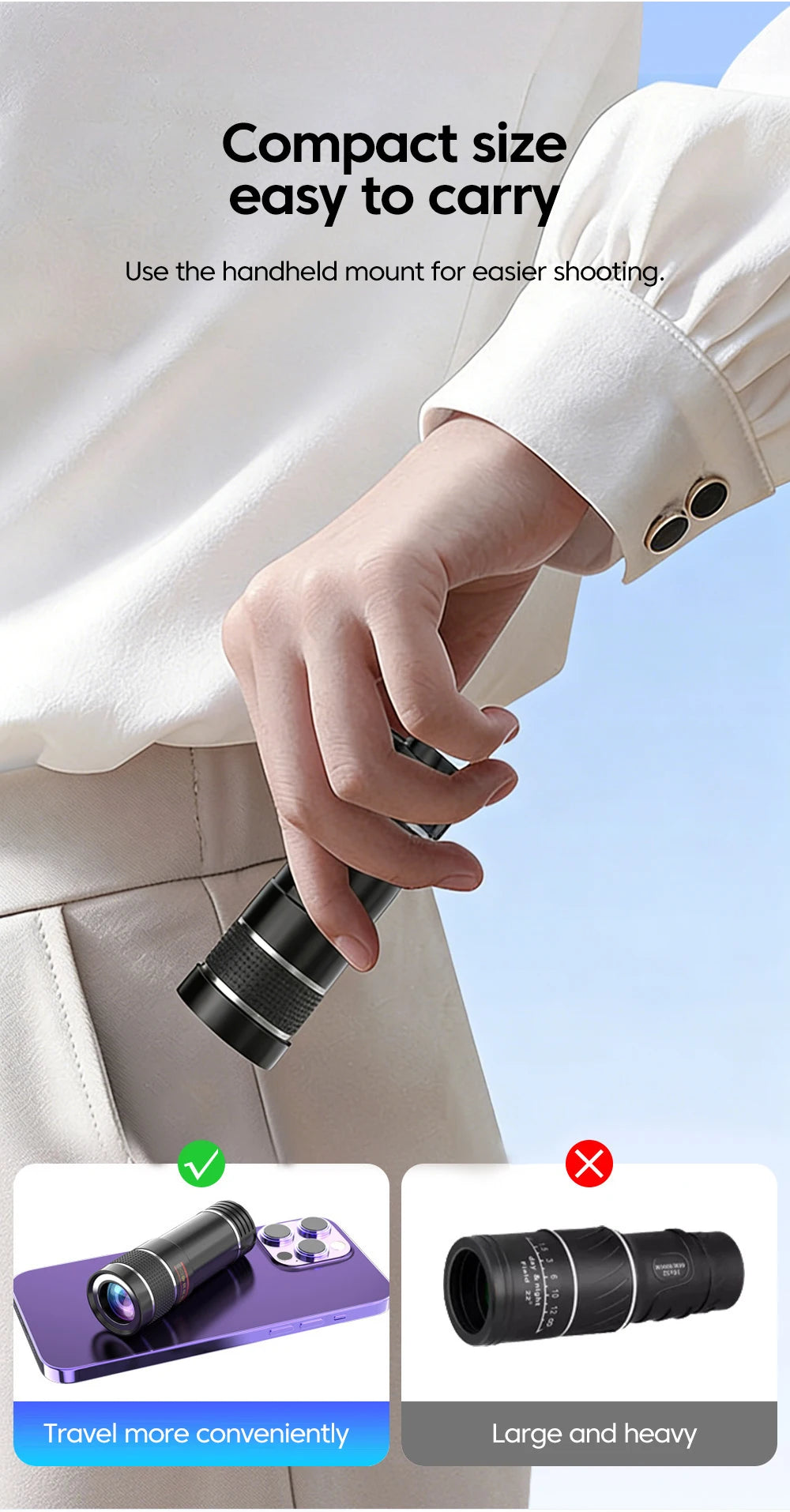 20x Telephoto Phone lens Camera Universal Zoom Iens Highdefinition External Effect Photography Large light Transmission