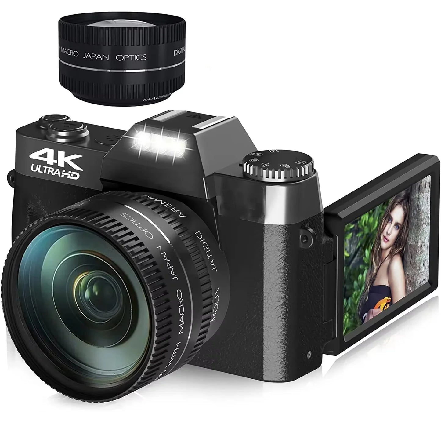 4K Compact Digital Photography Camera 16X 48MP Electronic Image Stabilization vlog Tiktok Ins Youtube Camcorder 3" Flip Screen