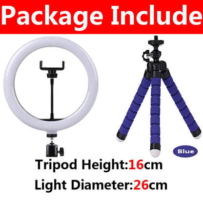 16/26/33CM LED Ring Light Photographic Selfie Ring Light With Flexible Tripod Holder For Live Video Streaming Studio Fill Lamp