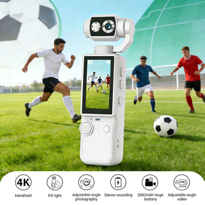 4K Vloging camera touch screen portable pocket action camera180° lens flip hand-held stabilizer fill light sports video cameras
