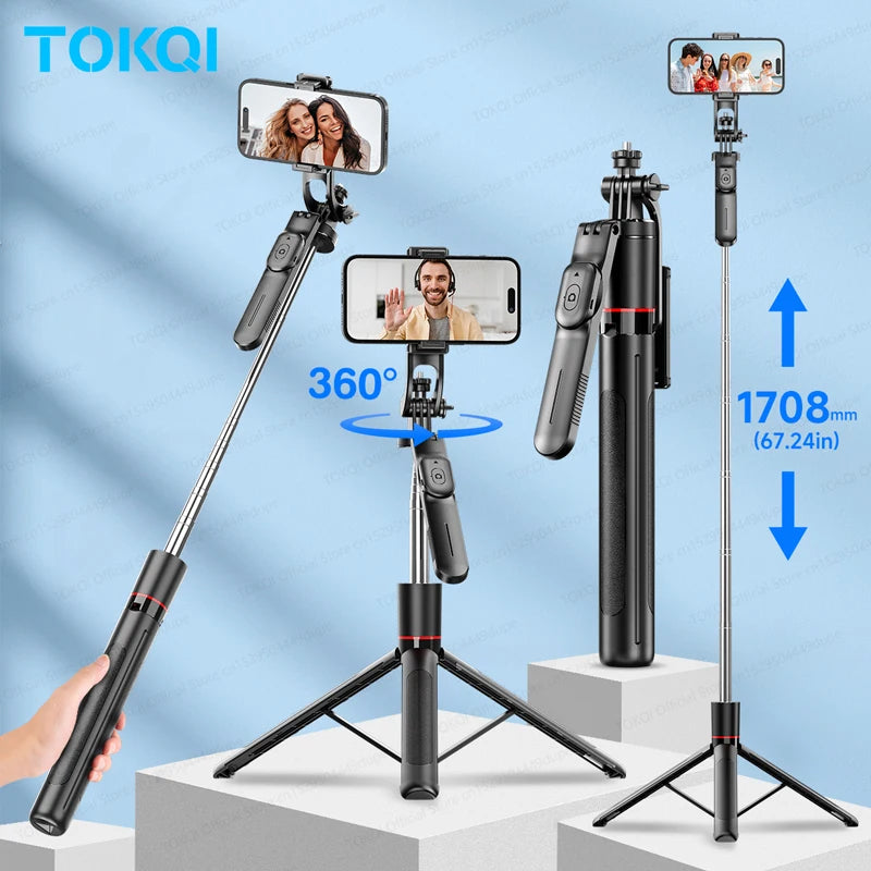 F16 Tripod 1/4'' Interface Extendable Selfie Stick for Smartphone 360° Rotat Shooting Vlog Video Live Broadcast Film with Remote